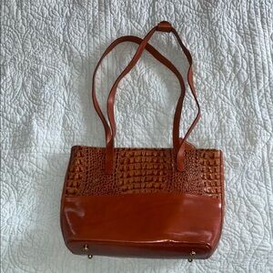 Brahmin Brown Crocodile Embossed Shoulder Bag